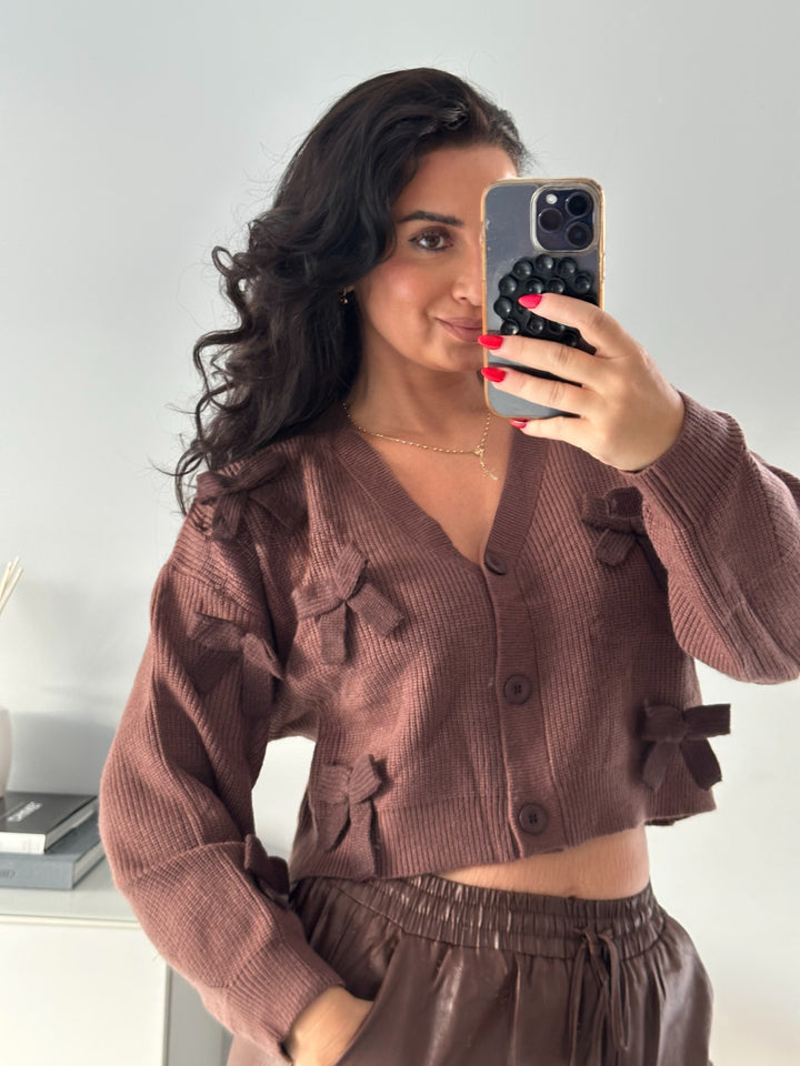 Cardigan Brown Bows