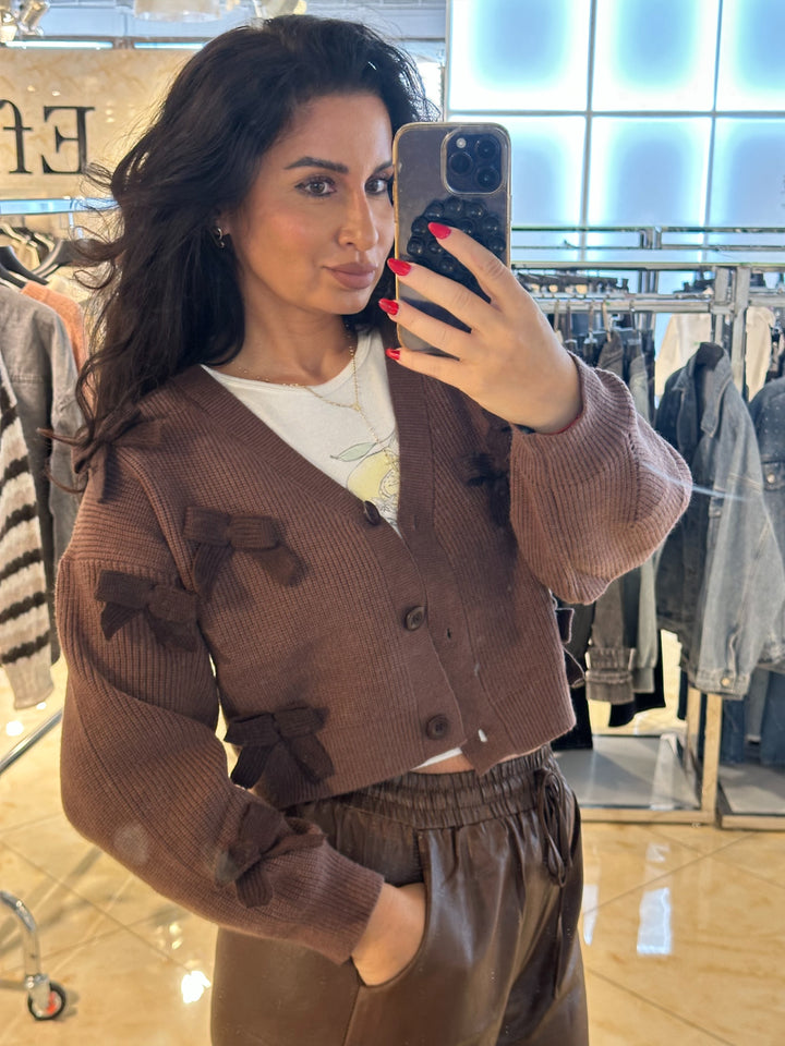 Cardigan Brown Bows