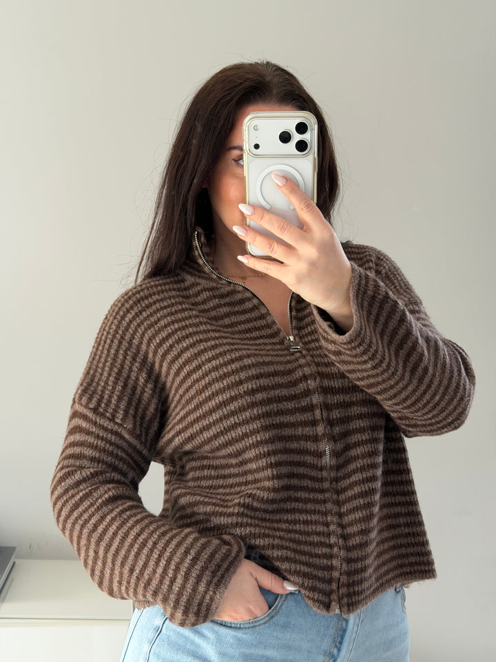 Cardigan Zip Wool Stripe