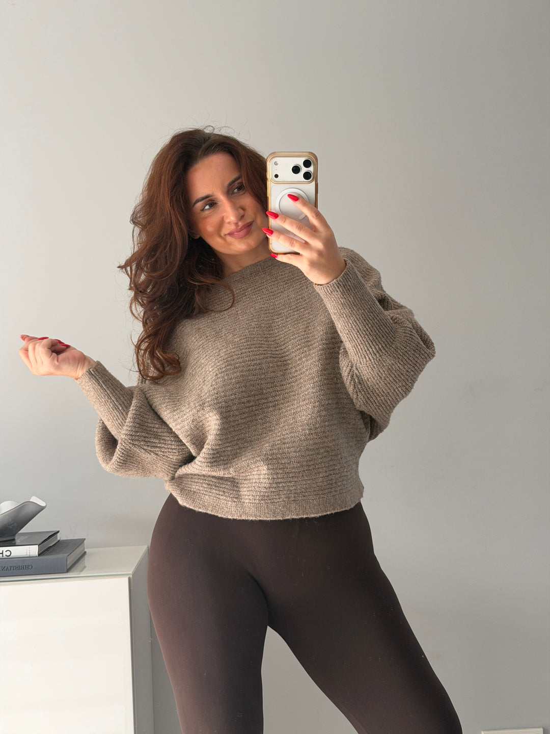 Oversize-Strickpullover mit Fledermausärmeln