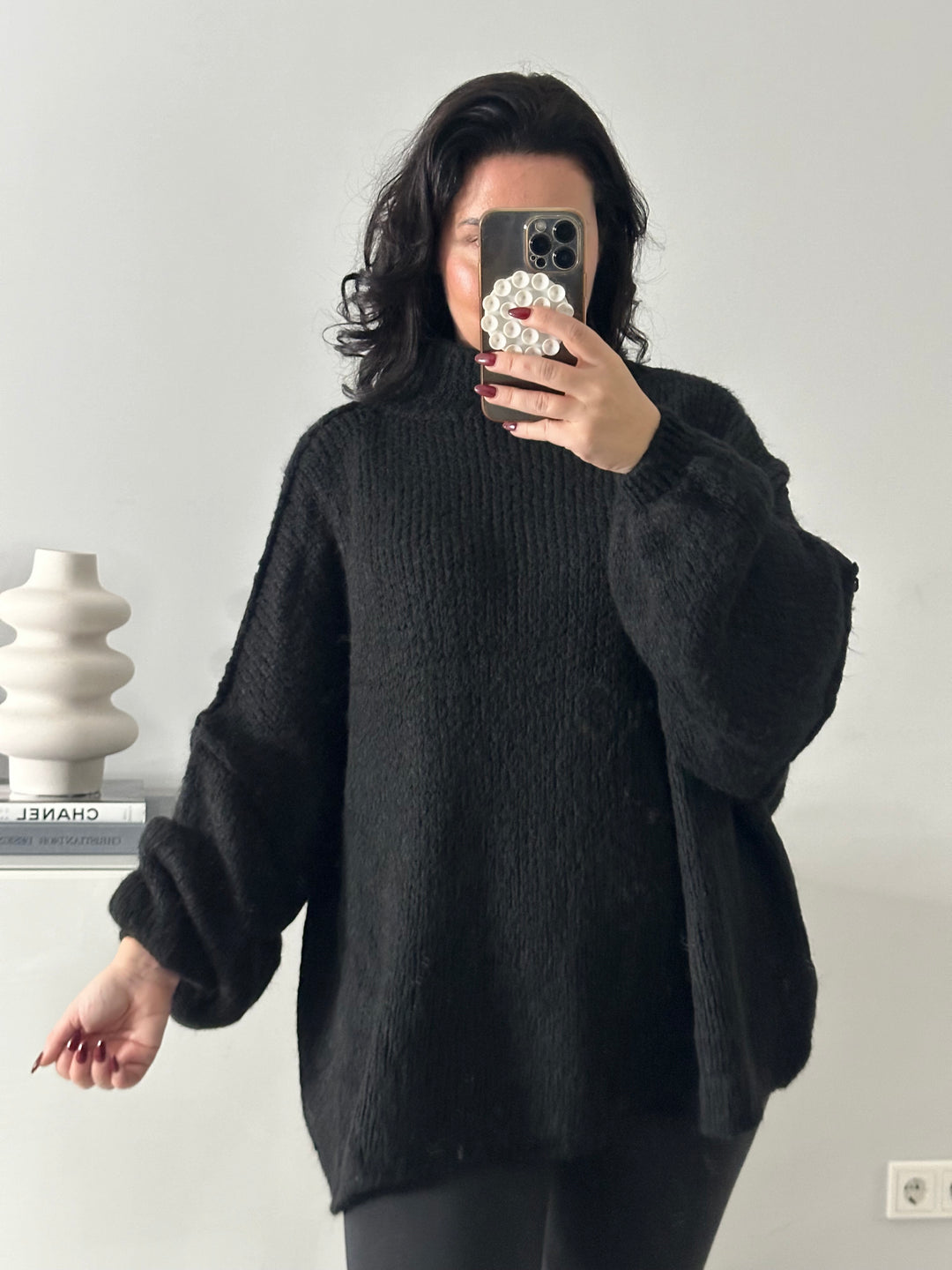 Oversize Pullover mit Stehkragen