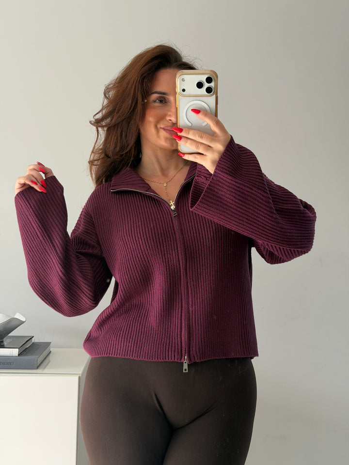 Oversize Strickjacke mit Reißverschluss 