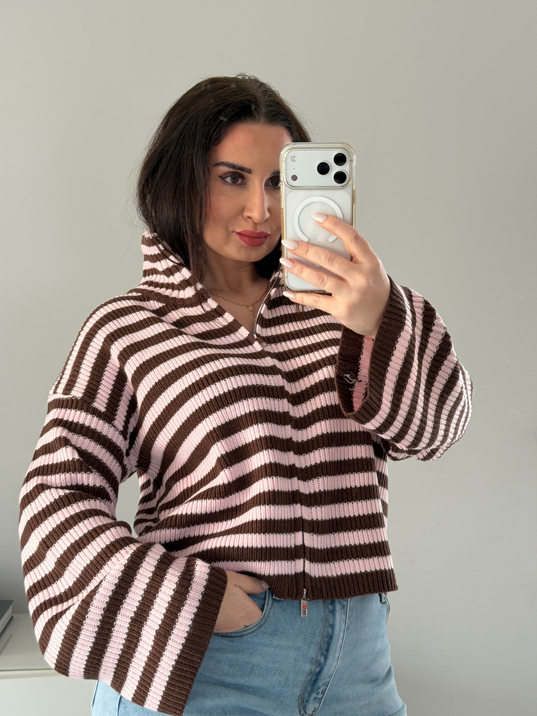 Cardigan Zip Stripe