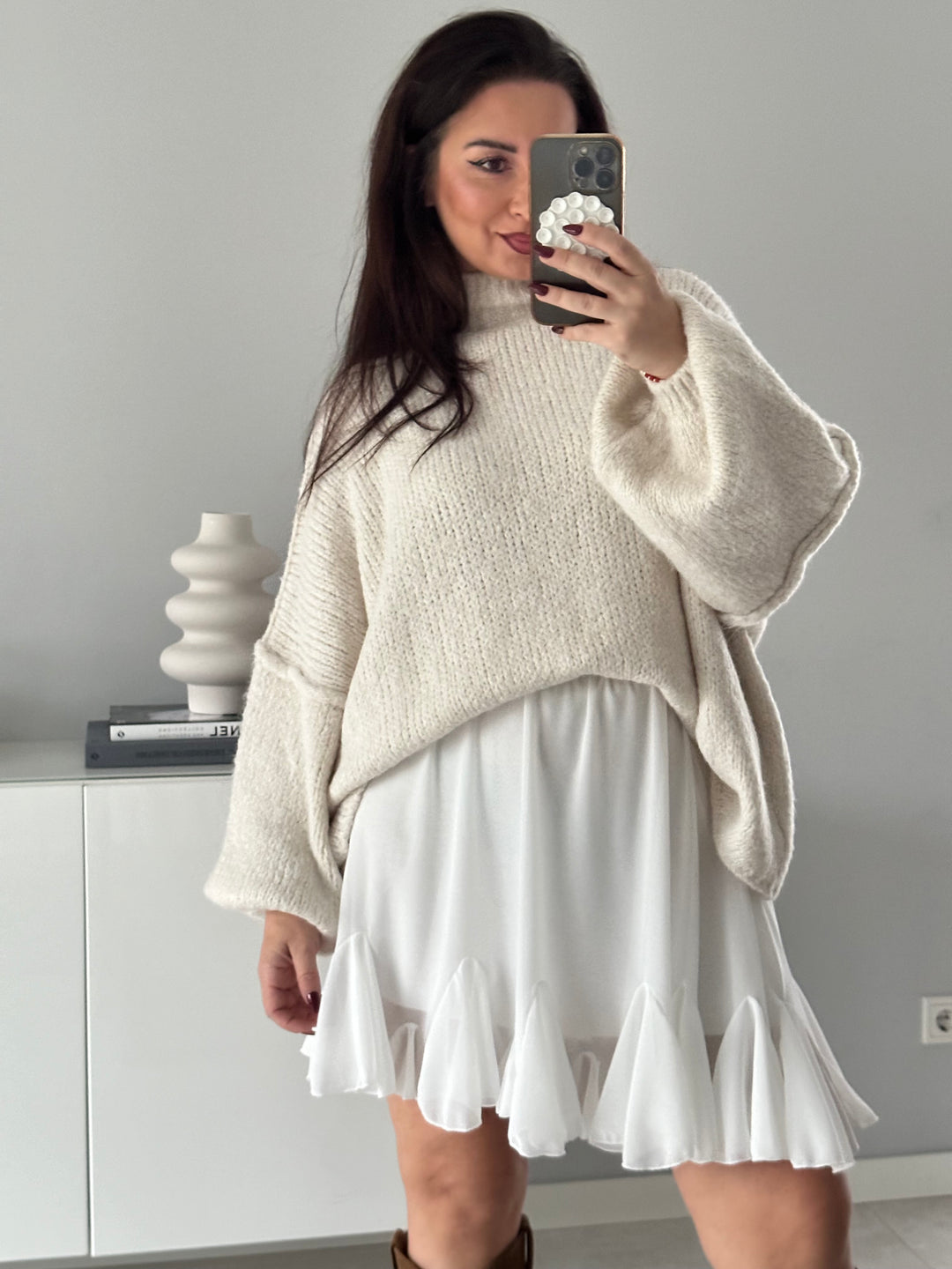 Oversize Pullover mit Stehkragen