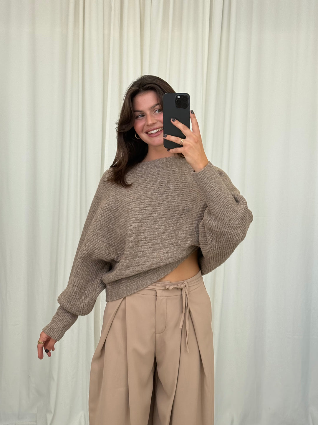 Oversize-Strickpullover mit Fledermausärmeln
