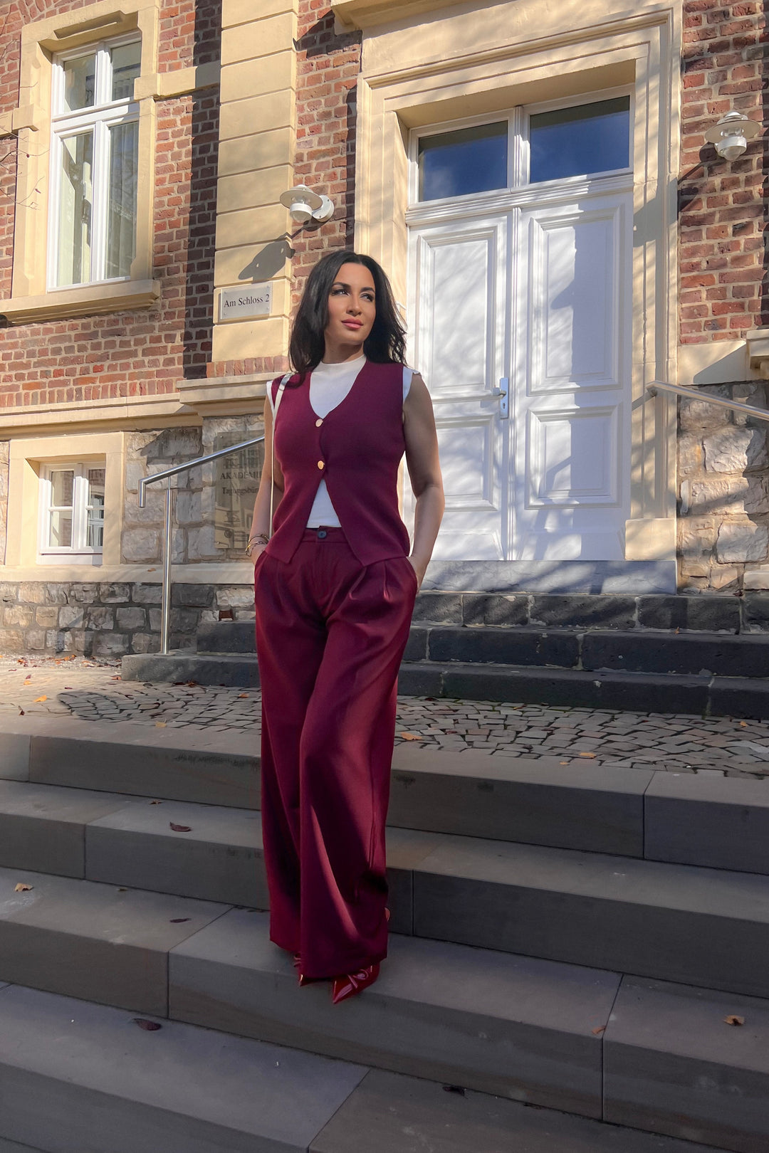 Weite Hose Burgundy