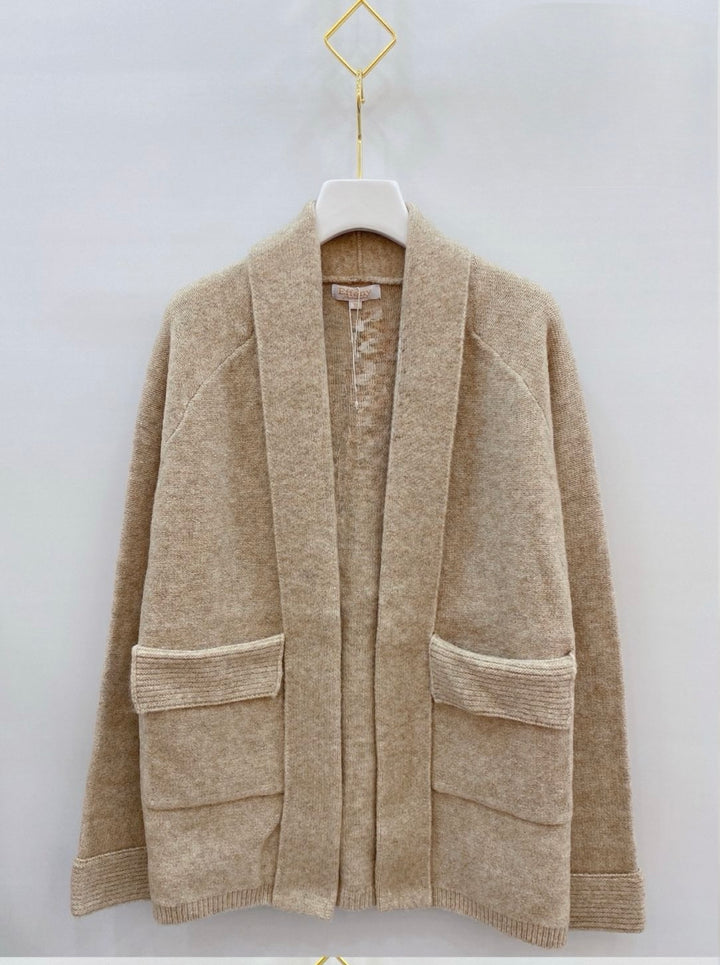 Long-Strickcardigan mit Schalkragen & Taschen