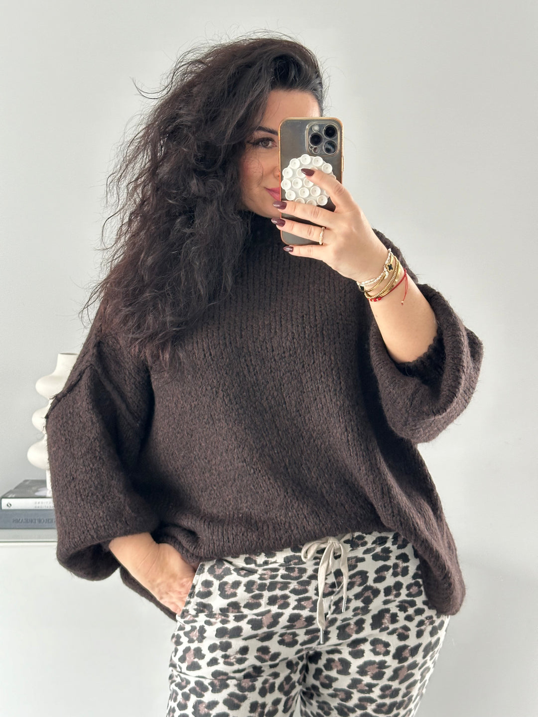 Oversize Pullover mit Stehkragen