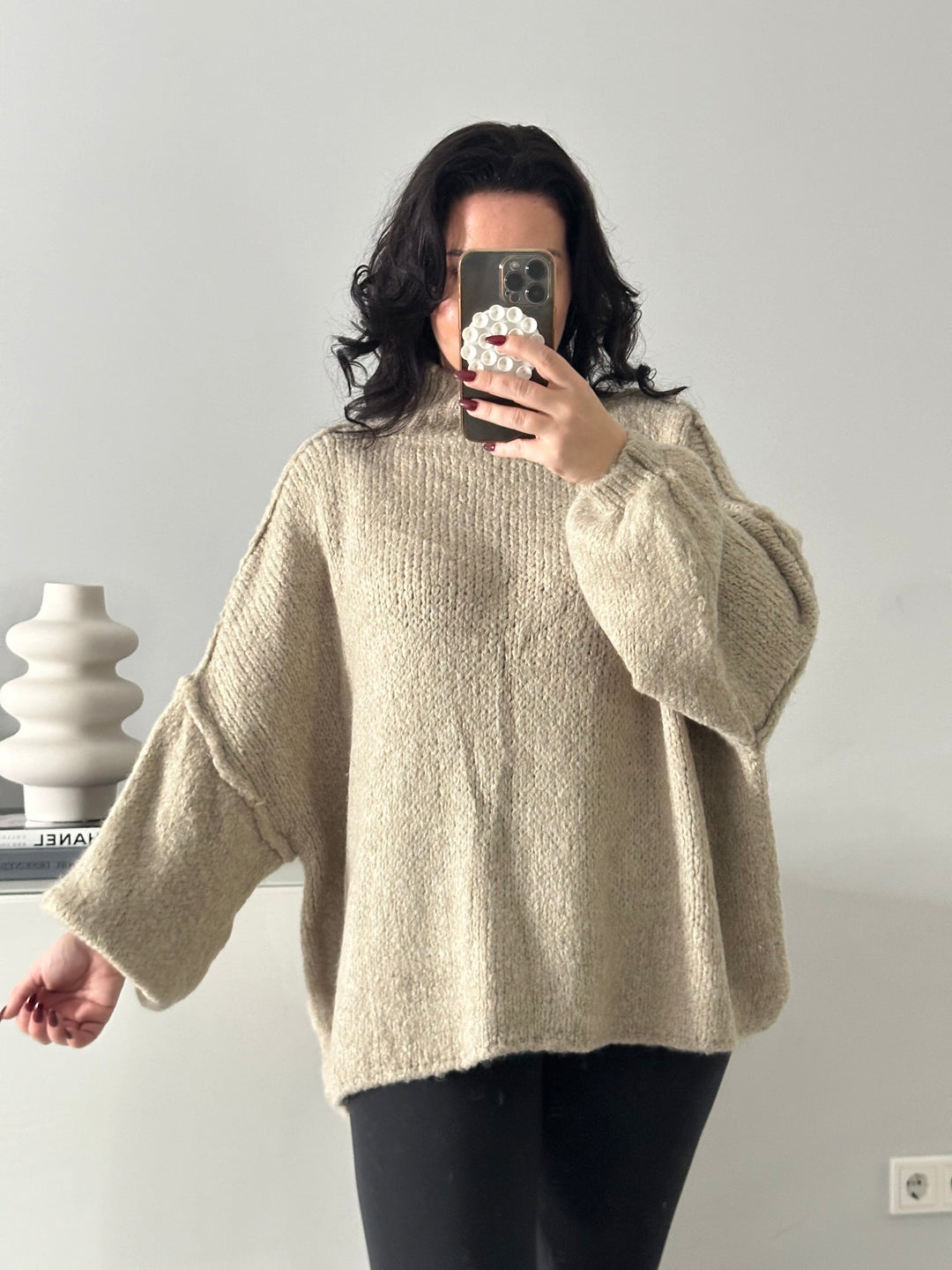 Oversize Pullover mit Stehkragen
