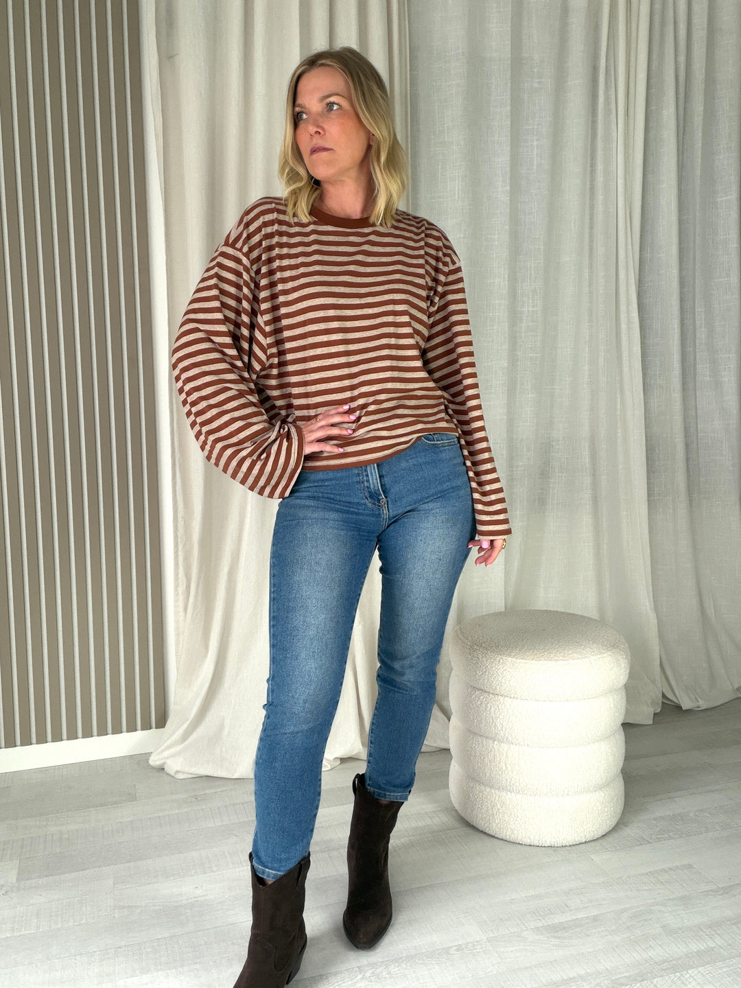 Lavibell Oversize Stripe Longsleeve