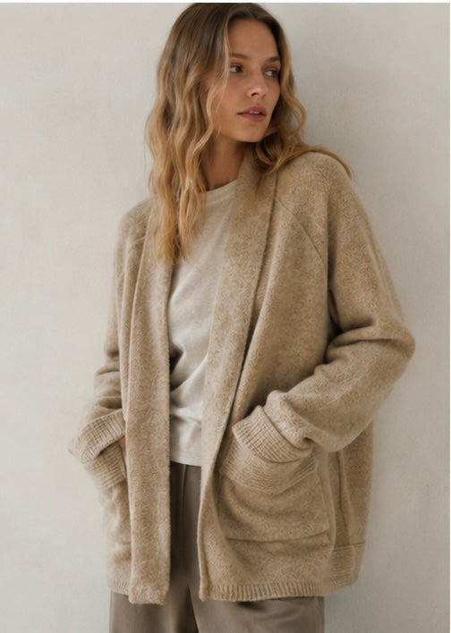 Long-Strickcardigan mit Schalkragen & Taschen