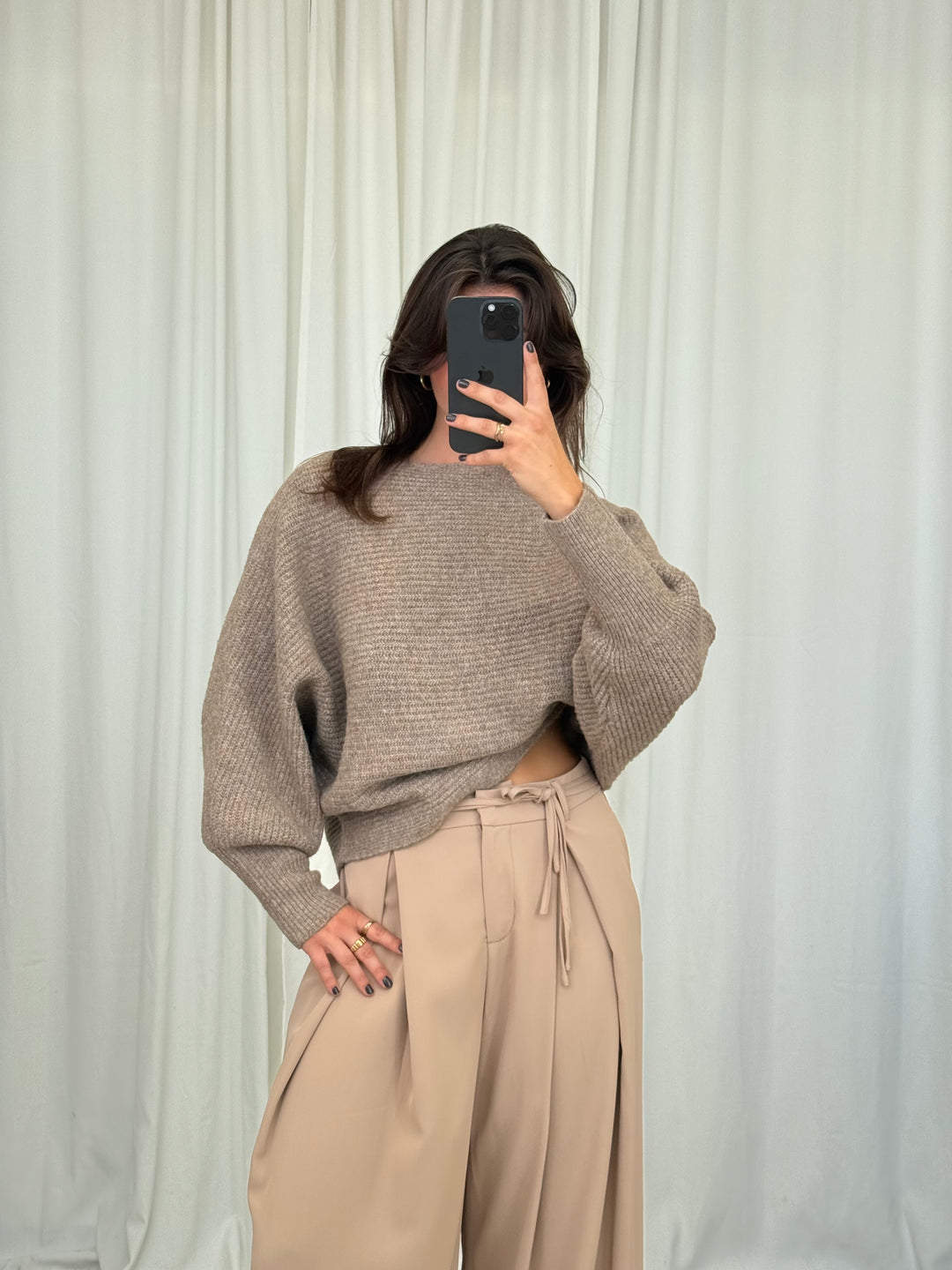 Oversize-Strickpullover mit Fledermausärmeln