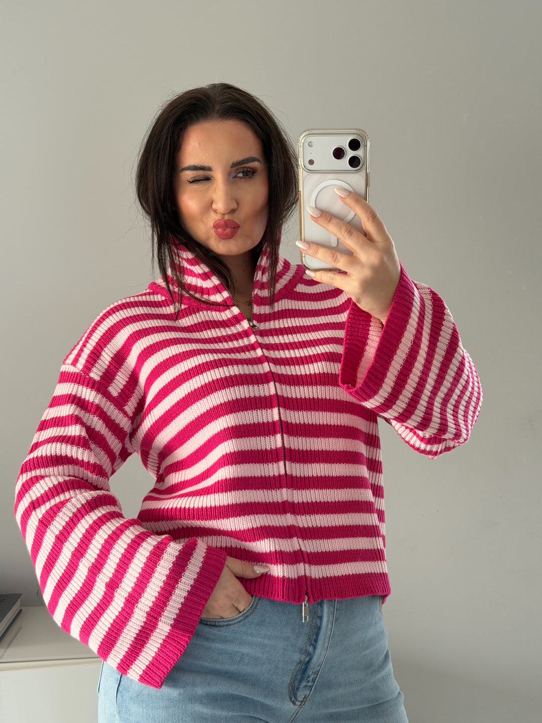 Cardigan Zip Stripe