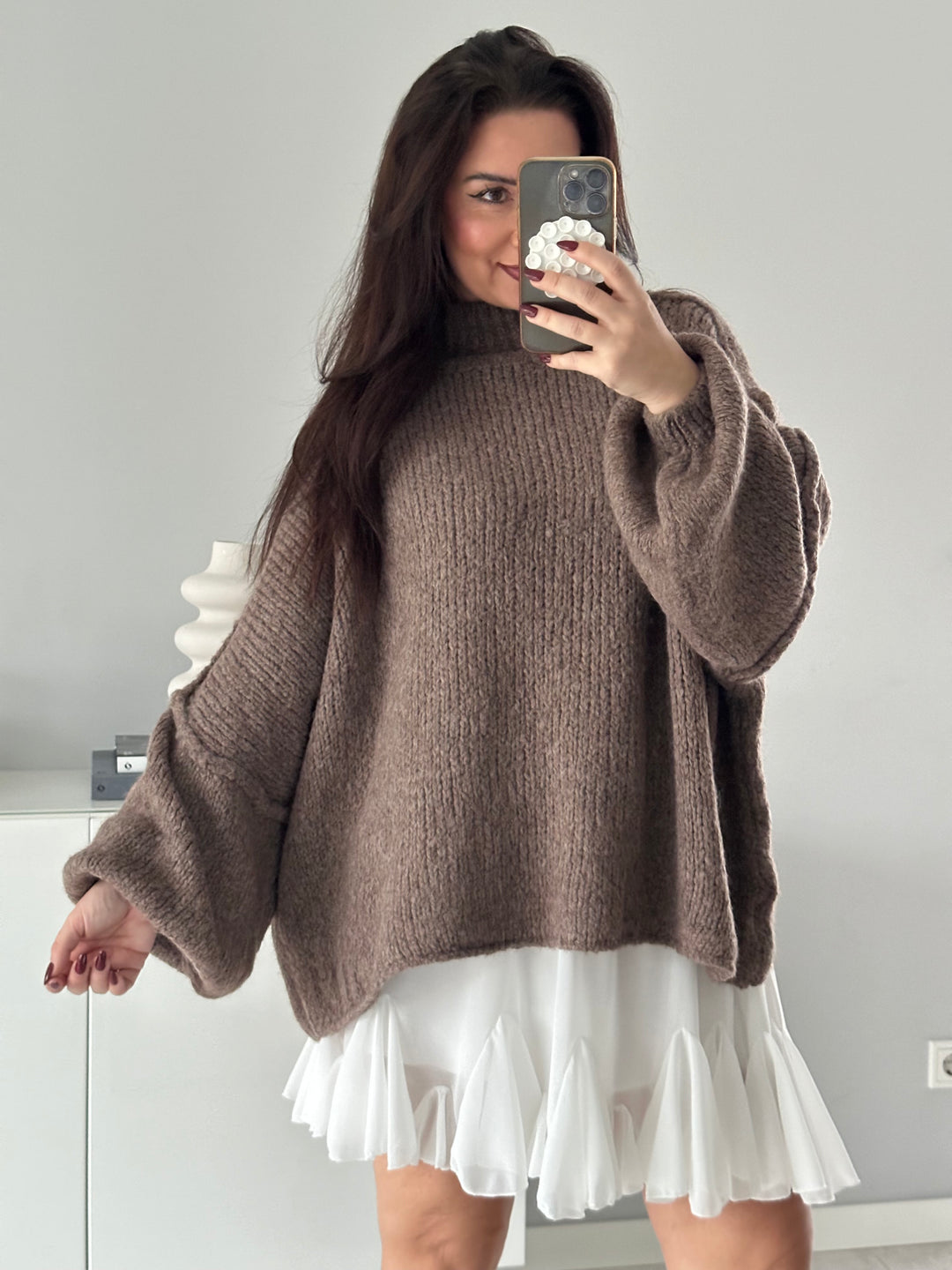 Oversize Pullover mit Stehkragen