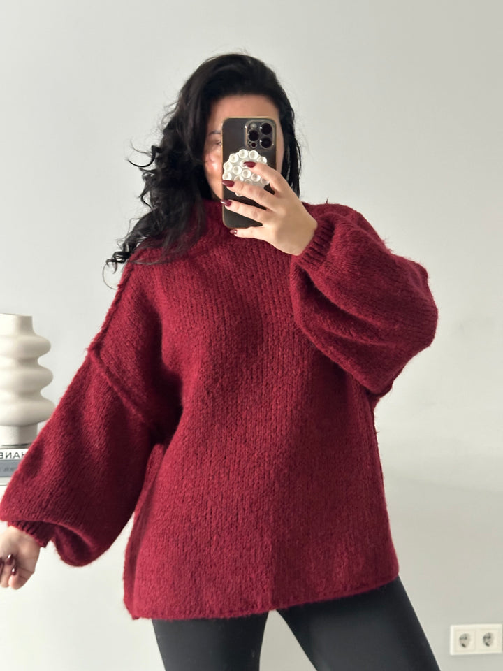 Oversize Pullover mit Stehkragen