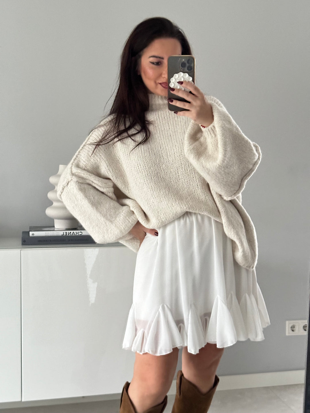 Oversize Pullover mit Stehkragen