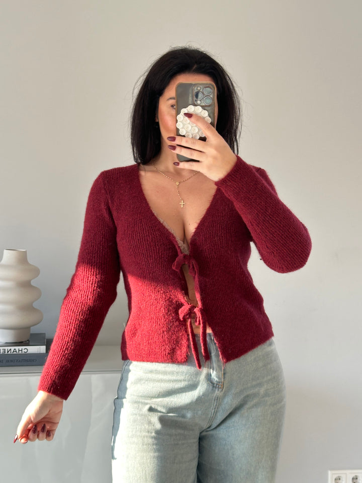 Figurenbetonter Cardigan mit Schleifen