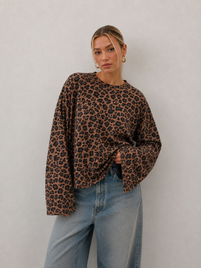Leo-Shirt mit Trompetenärmeln