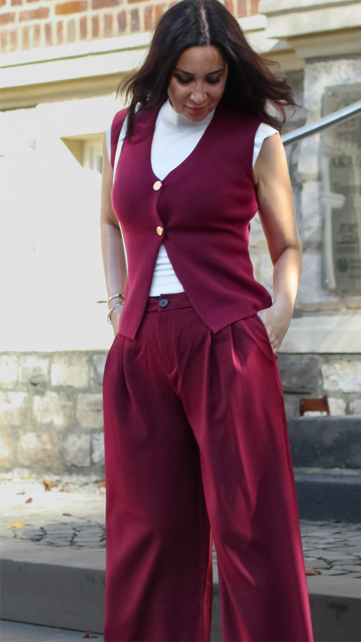 Weite Hose Burgundy