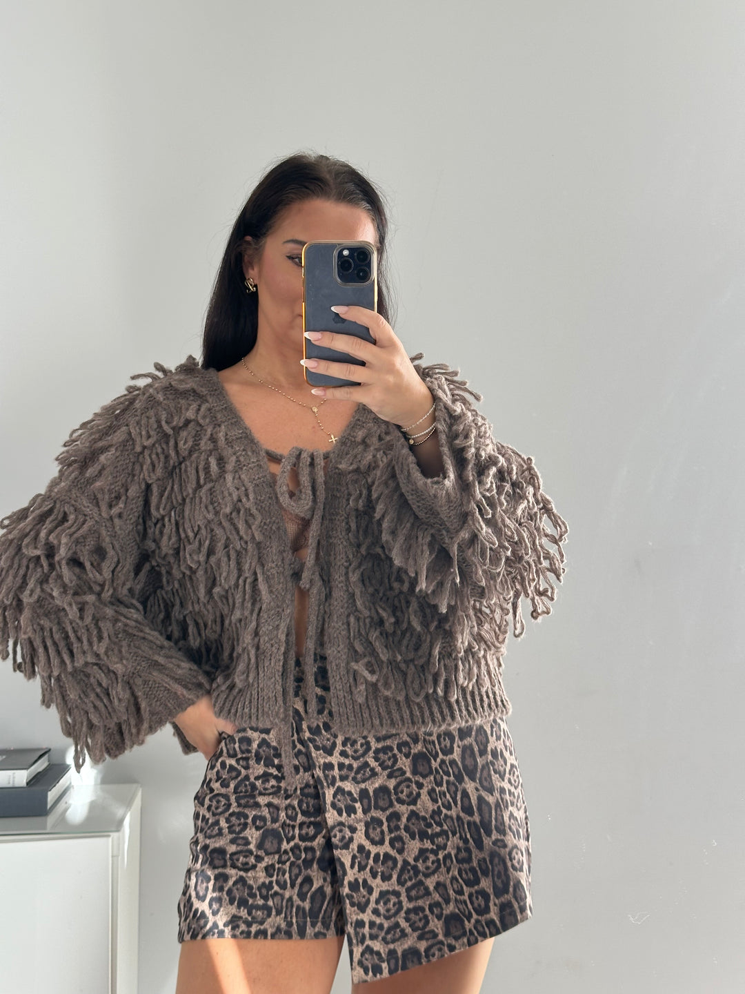 Cardigan Fluffy mit Schleifen