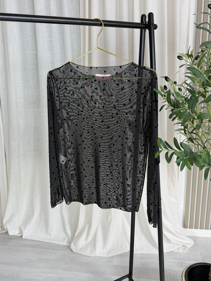Lavibell Mesh Dot Longsleeve