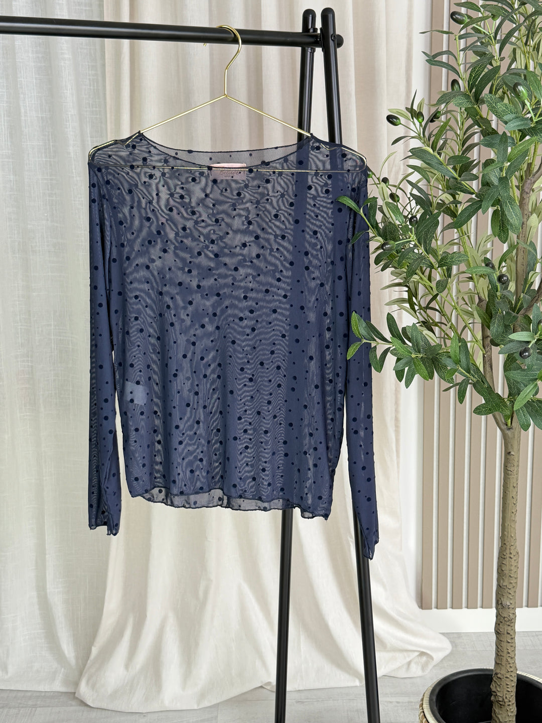 Lavibell Mesh Dot Longsleeve