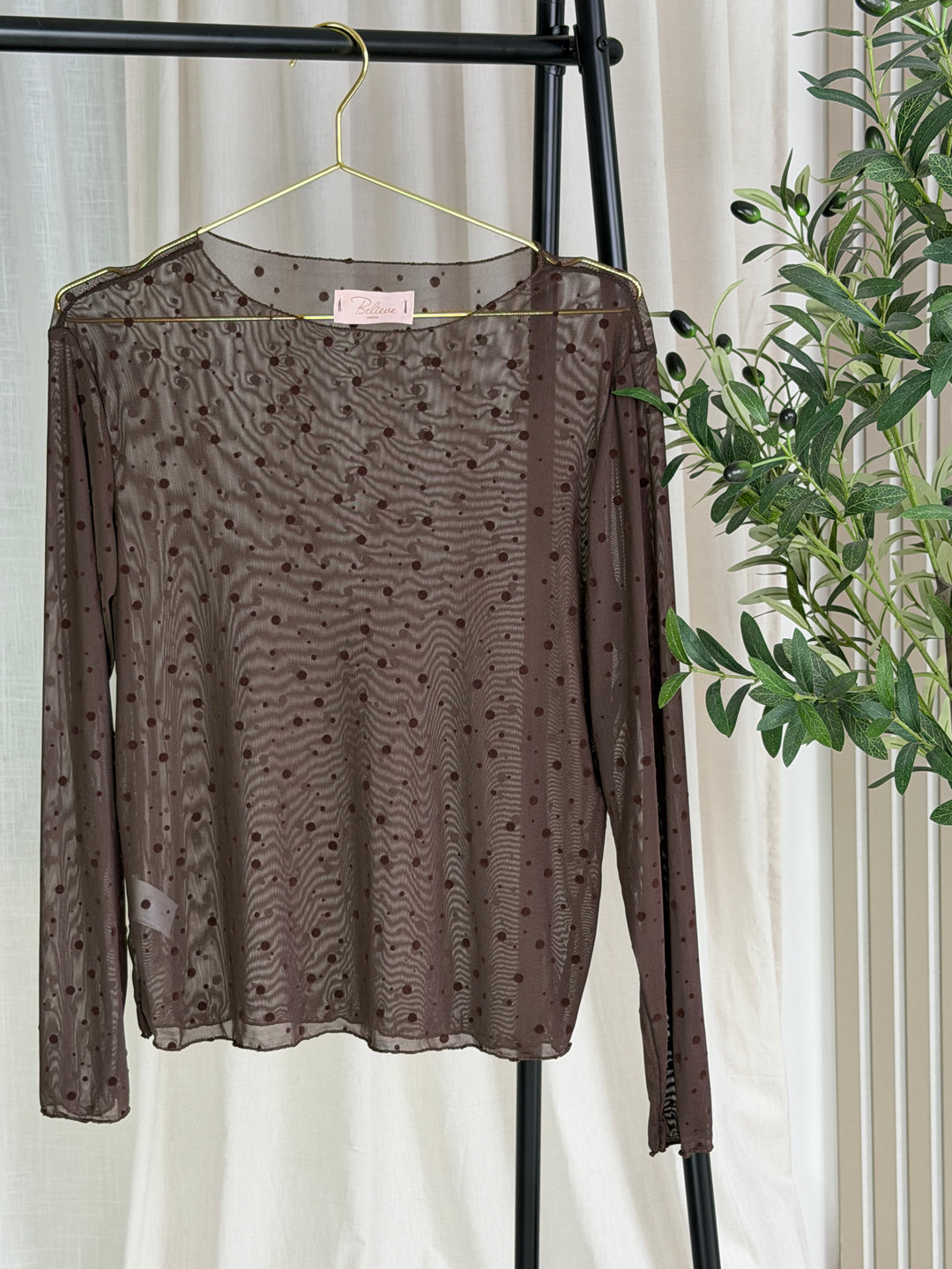 Lavibell Mesh Dot Longsleeve