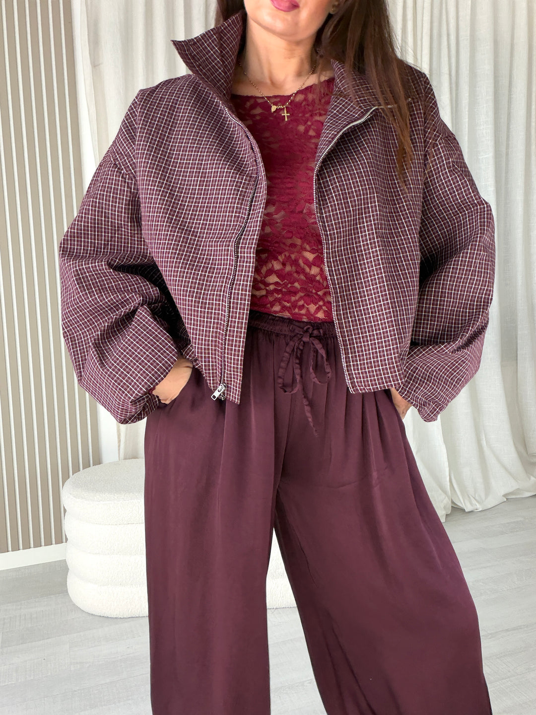 Lavibell Check Blouson Jacke