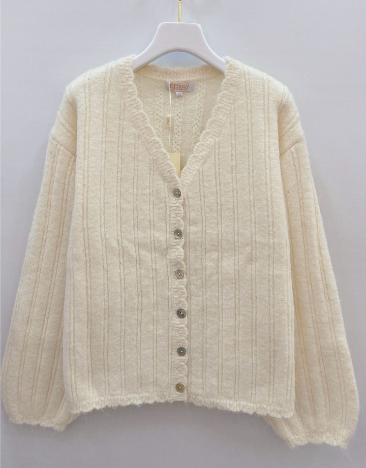Strickcardigan mit Zopfmuster & Knopfleiste