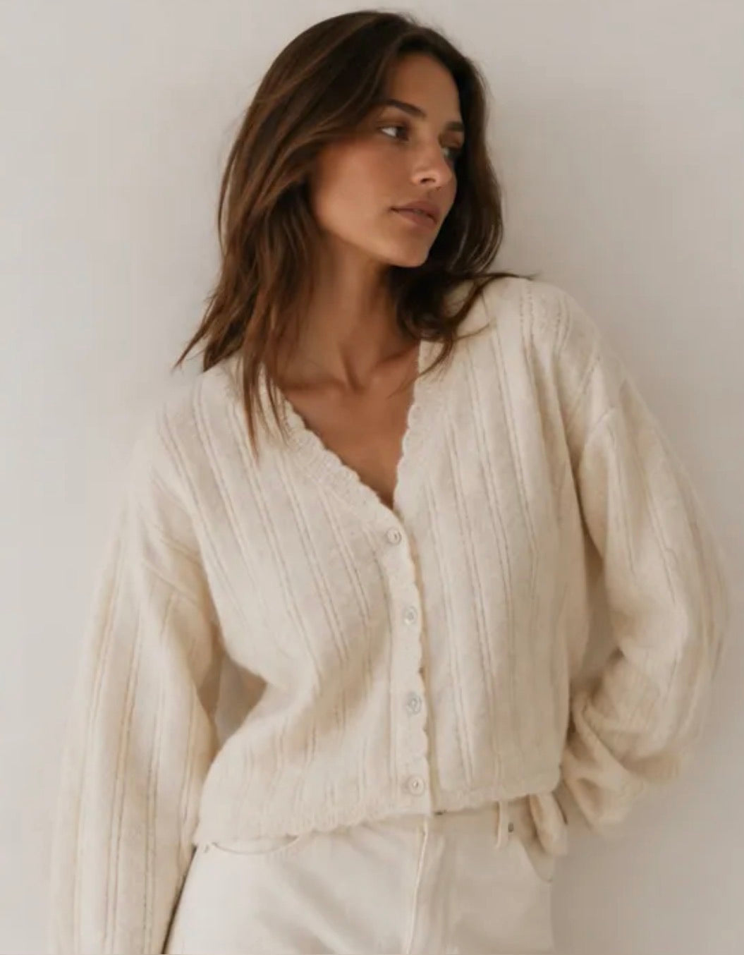 Strickcardigan mit Zopfmuster & Knopfleiste