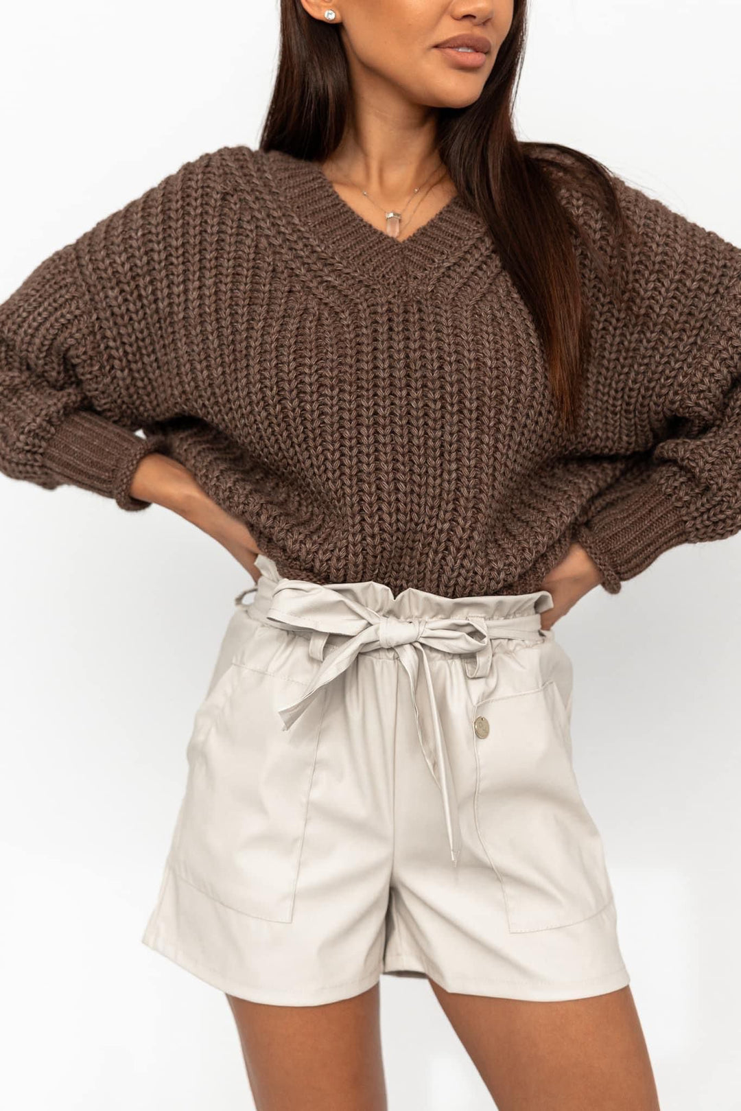 Shorts aus veganem Leder