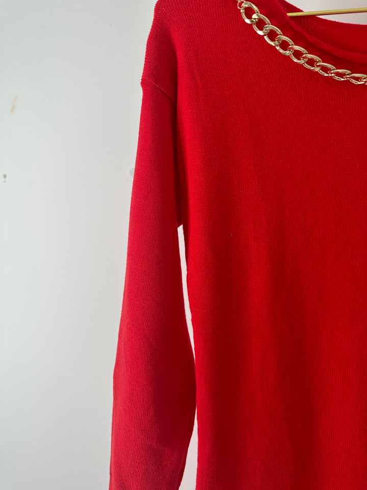 Strickkleid mit abnehmbarer Kette